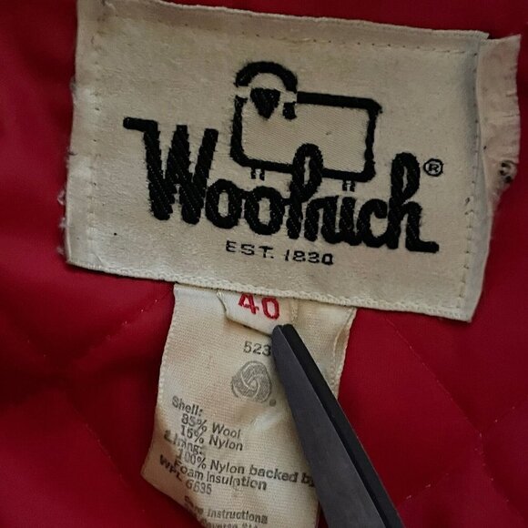 Woolrich Vintage 1960s Mens Mackinaw Hunting Jacket Sz 40 L Long Red Plaid Wool - Picture 8 of 9